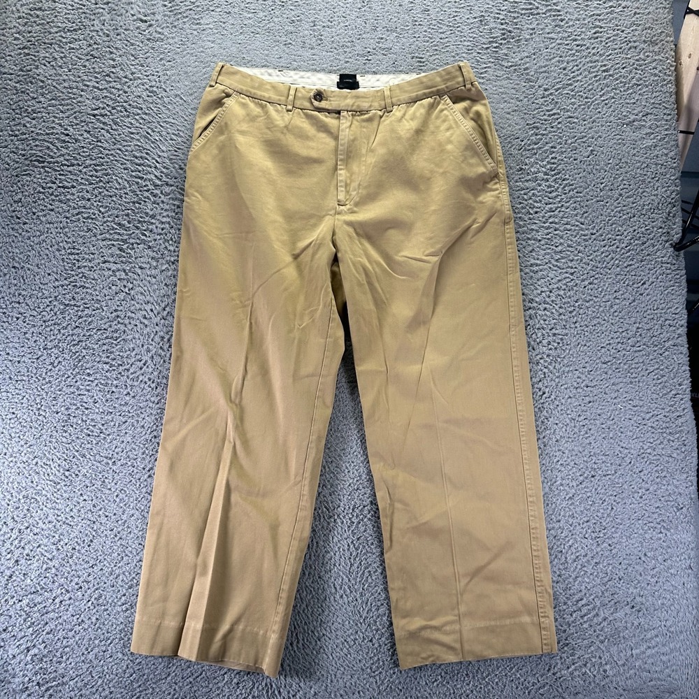 J. Peterman Pant Mens 36x27 Brown Cotton Chino Straight Business Preppy Career